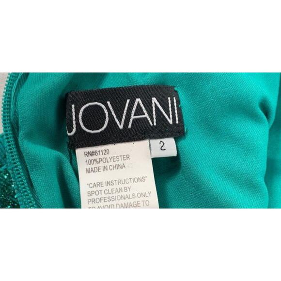 NWT Jovani Sz.2 Jade Green Glitter Knit Backless Mini Cocktail Party Dress - Picture 4 of 11